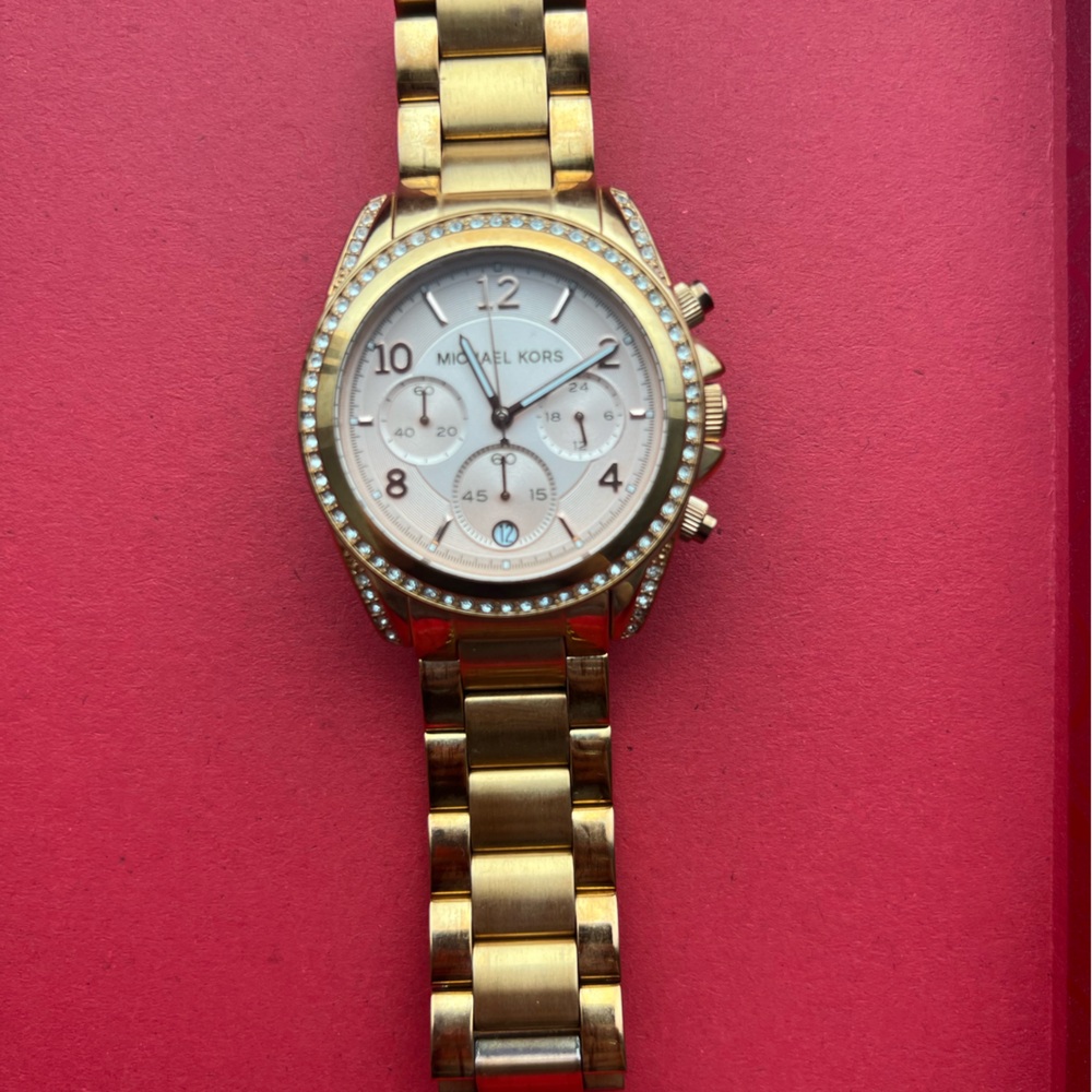 Michael Kors Gold Chronograph Watch with Crystal Details